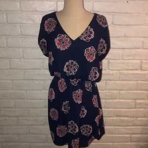Express Woman Blue Dress with Flowers -M